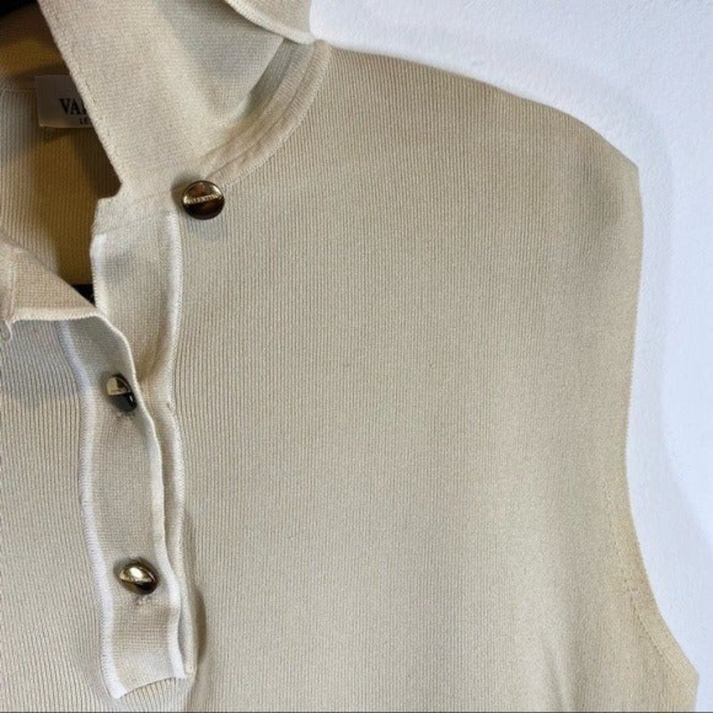 Valentino Tortoise Shell Button Sleeveless Collar… - image 6